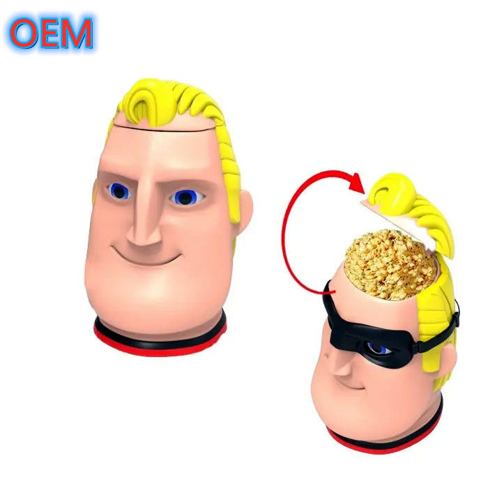 Cuvette de popcorn de dessin animé personnalisée, conception OEM Cuvette de popcorn en plastique de haute qualité