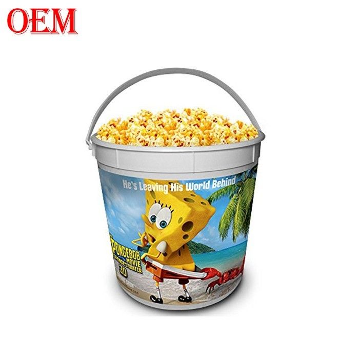 Fabrication sur mesure Imprimé Star de cinéma Bouteille de contenant en plastique de popcorn avec couvercle