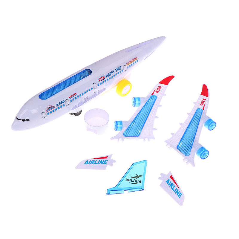 Assemblage de bricolage Airbus Avion pilote automatique Flash Son Musical Lumière Jouets Avion électrique Jouet pour enfants Enfants