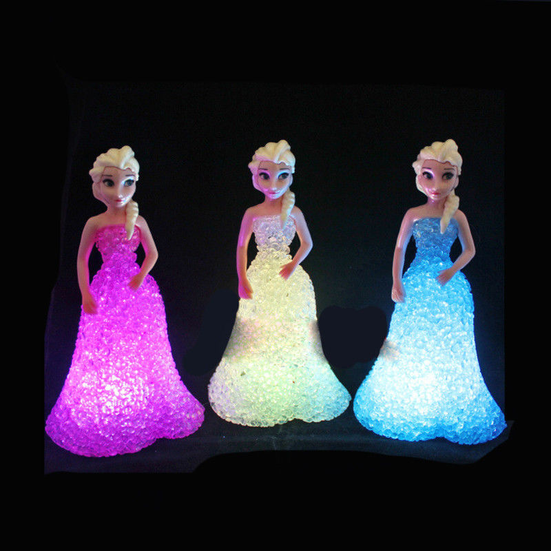 Mini personnalisé Elsa Anna Sofia LED Lumières colorées Gradient Cristal Lampes de nuit Princesse