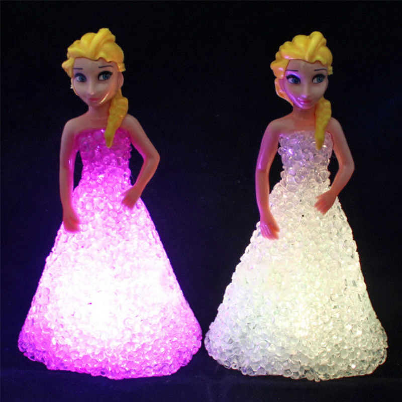 Mini personnalisé Elsa Anna Sofia LED Lumières colorées Gradient Cristal Lampes de nuit Princesse