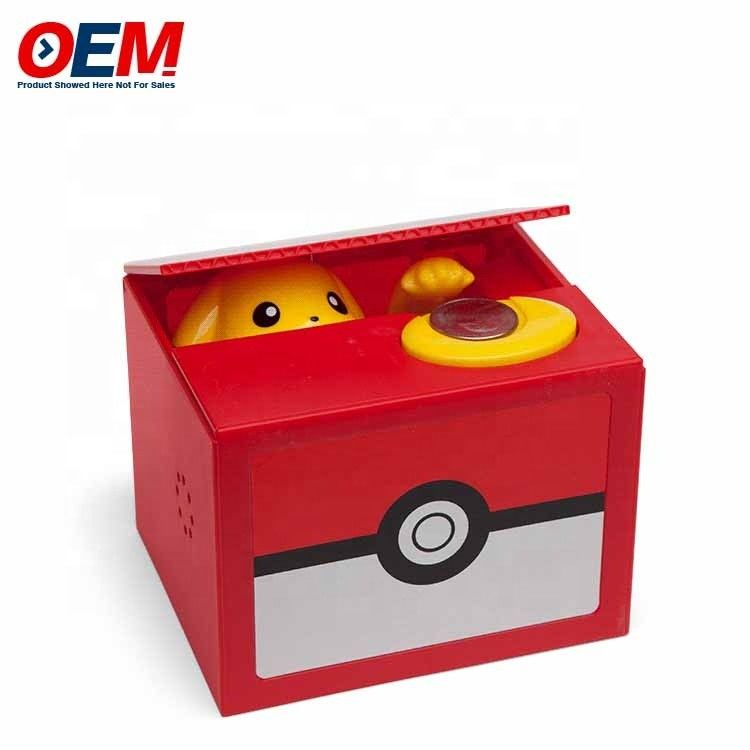 OEM fabrique faire des dessins animés Banque de pièces en plastique PVC Pika Avec clé de verrouillage Piggy Bank en plastique