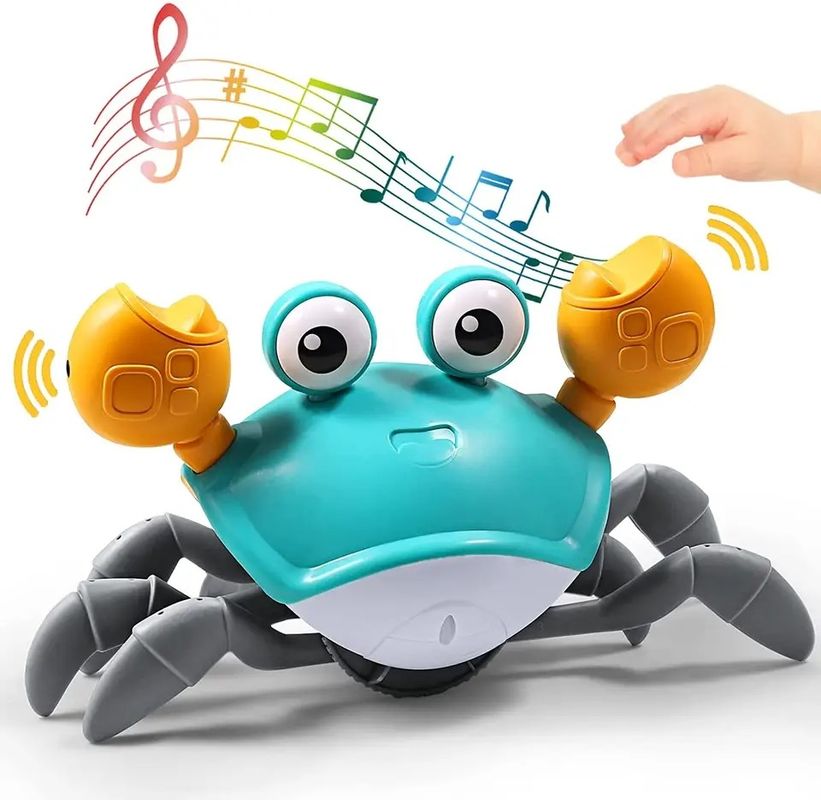 Chemin personnalisé Courir Détecteur électronique Crabe rampant vert Jouet de musique LED