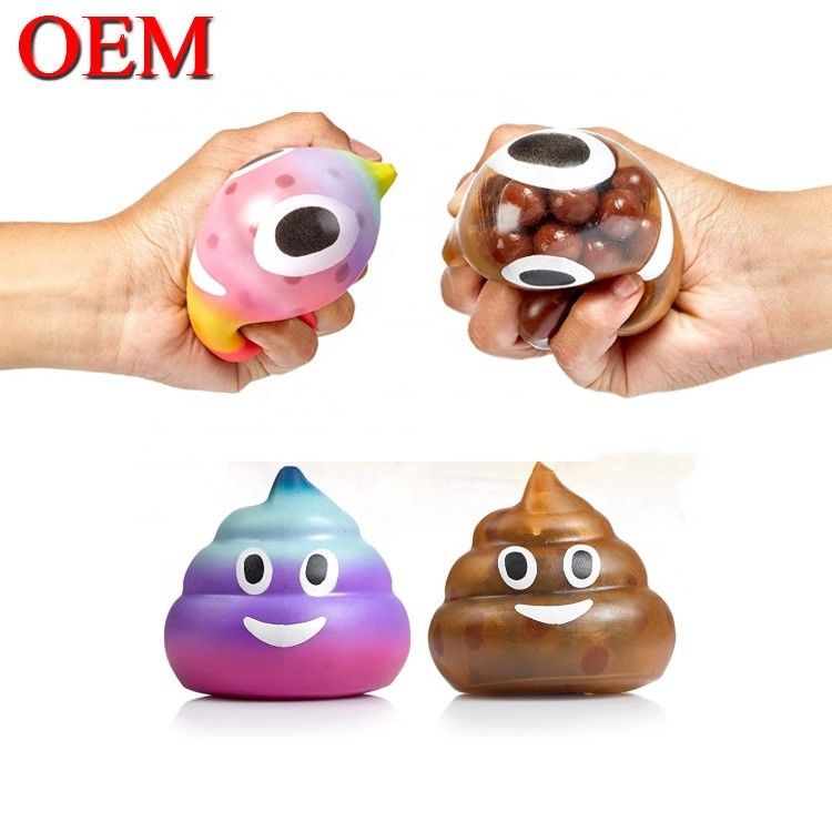 OEM usine mignonne poop forme compresser boule de stress OEM TPR soulagement de stress boule jouet faire squishy jouet de dessin animé