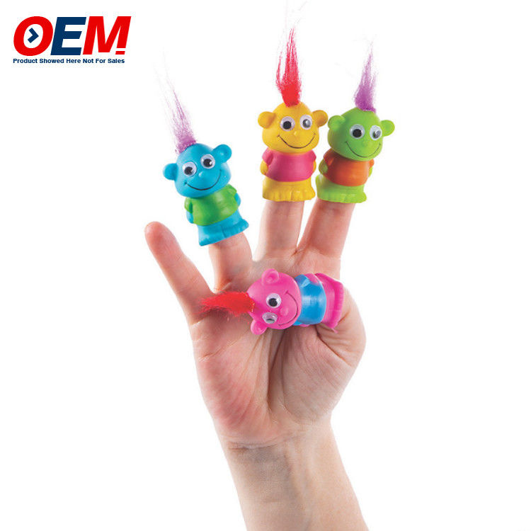 Jouets à doigts d'animaux en plastique sur mesure Jouets à doigts de dinosaures OEM Jouets à doigts de personnages en bois en silicone