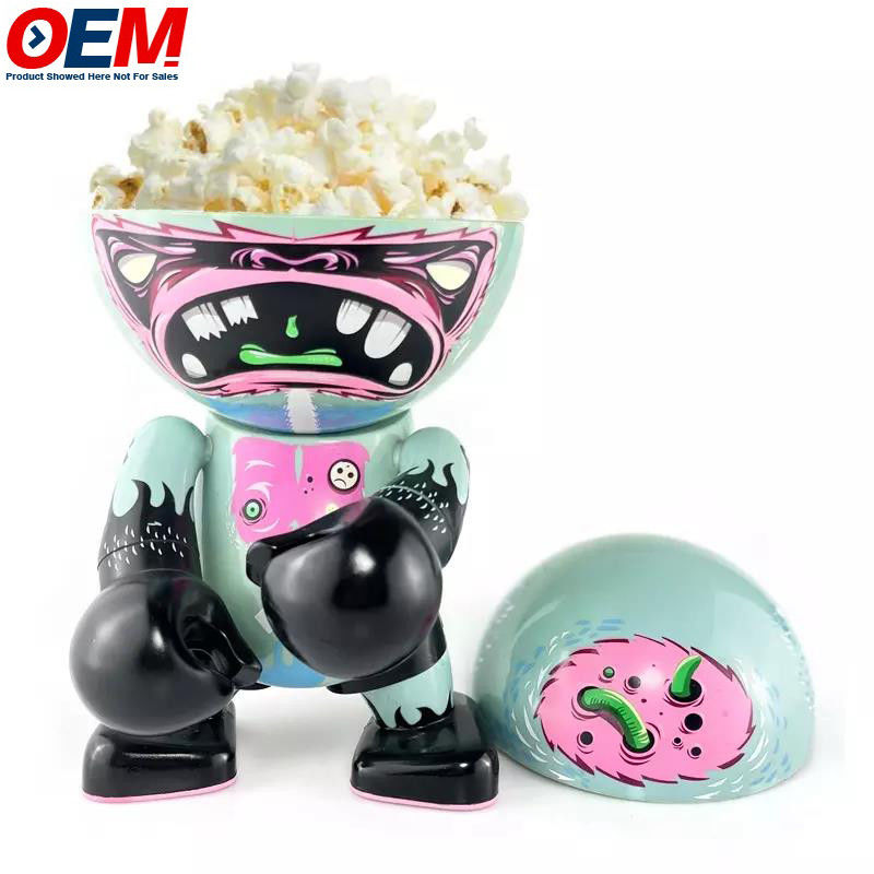 Seau à popcorn en plastique personnalisé de bonne qualité OEM, imprimé avec des dessins animés, avec couvercle pour la promotion