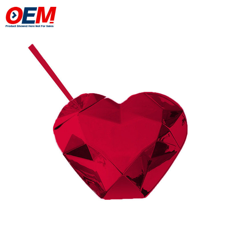 Coupe à double paroi en PP personnalisée avec paille OEM Sweet Heart 450ml Coupe d'eau en plastique