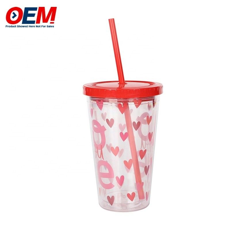 Coupe à double paroi en PP personnalisée avec paille OEM Coupe en plastique Coupe d'eau pour ours mignonne
