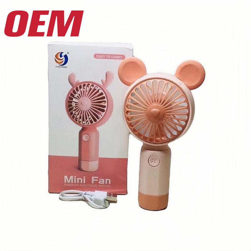 Mini ventilateur de refroidissement portable OEM Ventilateur portable d'été fabriqué à la main Jolie batterie au lithium pliable plastique dessin animé d'été
