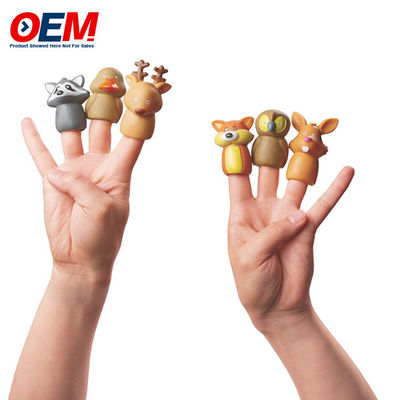 Jouets à doigts d'animaux en plastique sur mesure Jouets à doigts de dinosaures OEM Jouets à doigts de personnages en bois en silicone