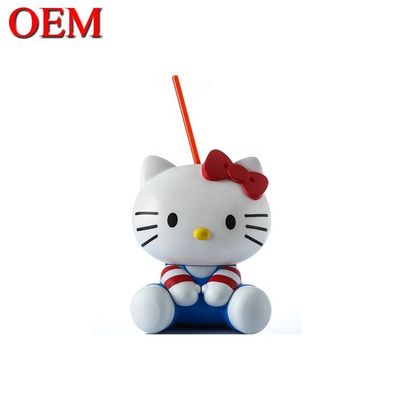 Fabrication personnage de dessin animé personnalisé chaton 3D PP Cola Cup OEM figurine en plastique / vinyle