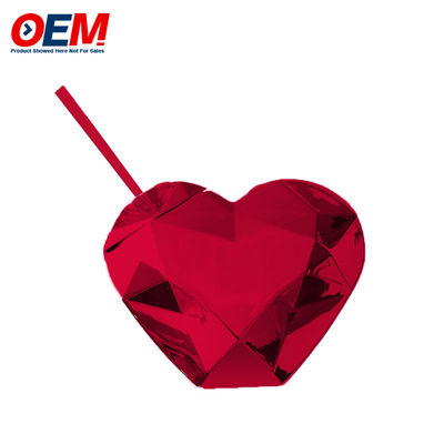 Coupe à double paroi en PP personnalisée avec paille OEM Sweet Heart 450ml Coupe d'eau en plastique